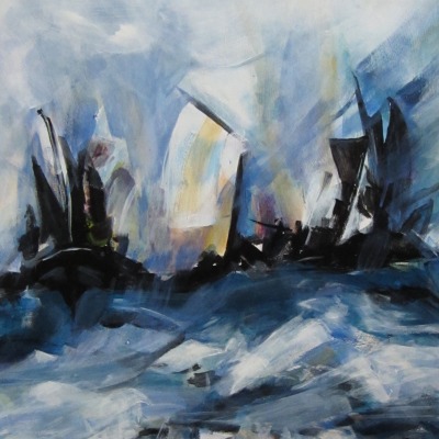 Storm op zee, 50 x 40 cm