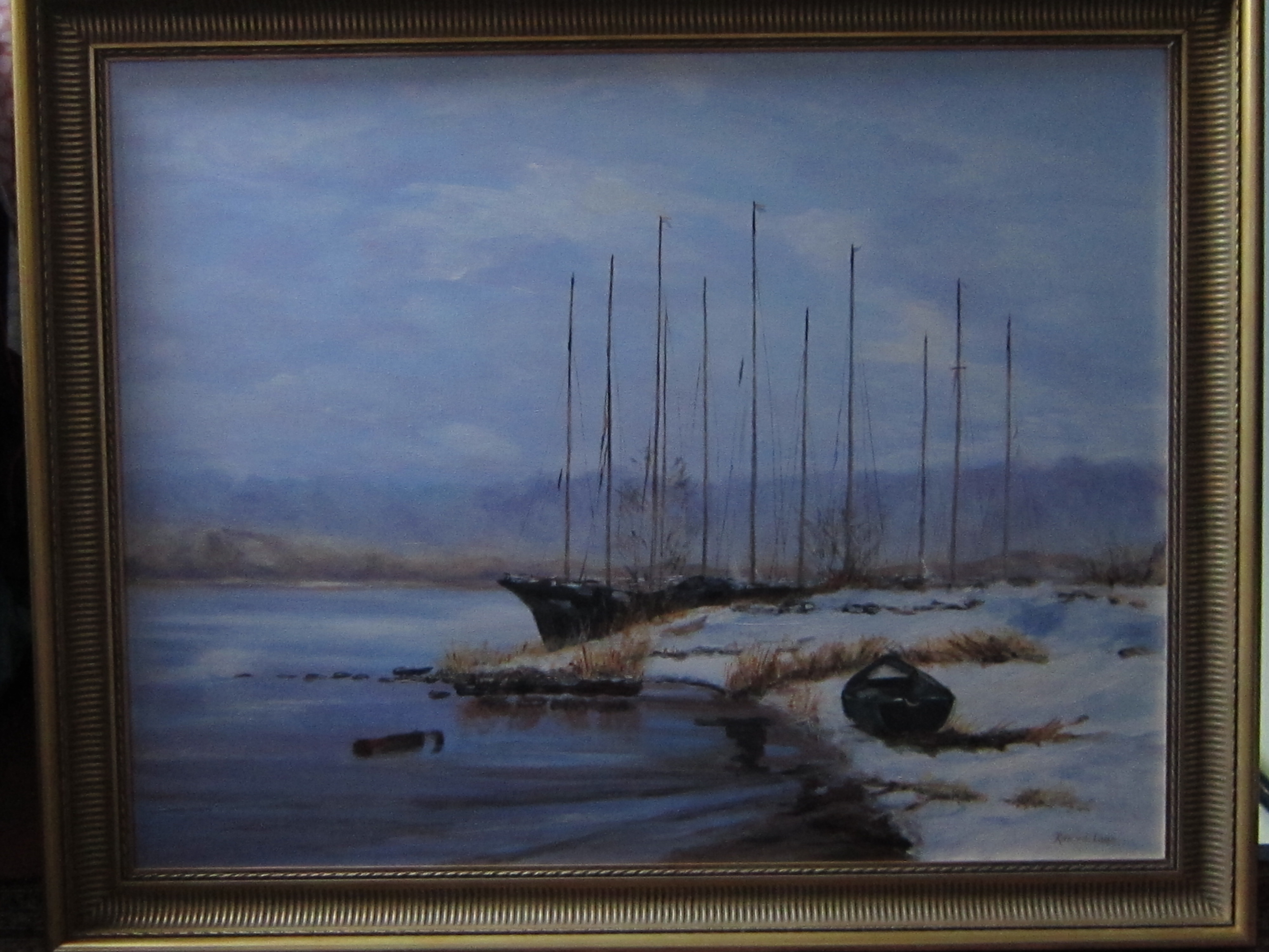 Winter aan de rivier, 70 x 90 cm